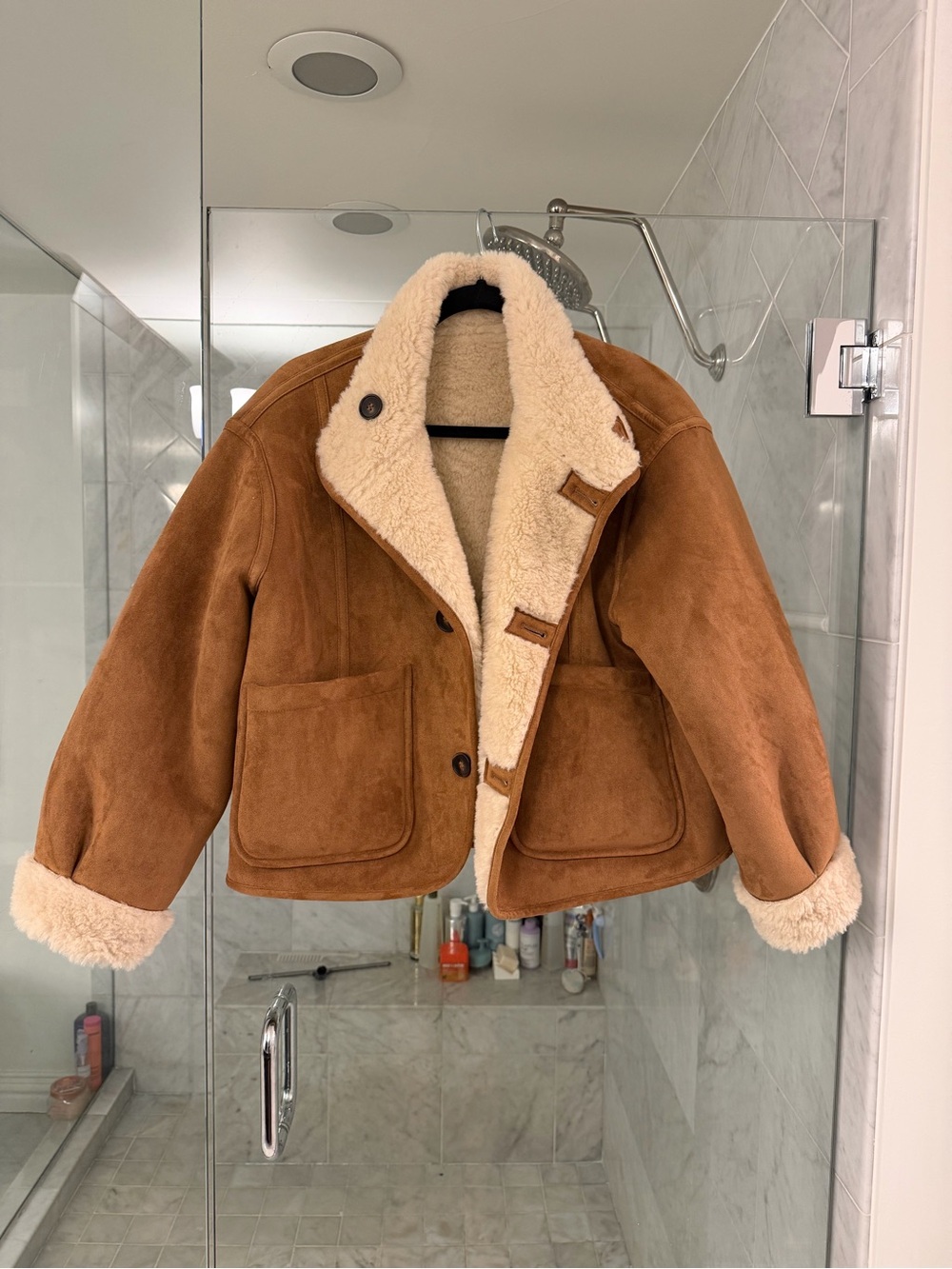 Kids Faux-Shearling Lined Brown Jacket